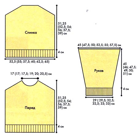 Схема вязания свитера спицами